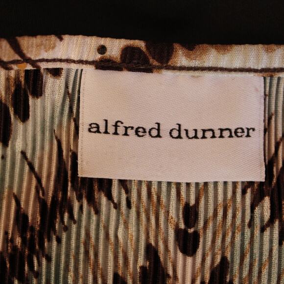 VTG Alfred Dunner Lightweight Ruffle Edge SS Top Green & Brown Glittery sz M - Picture 7 of 9